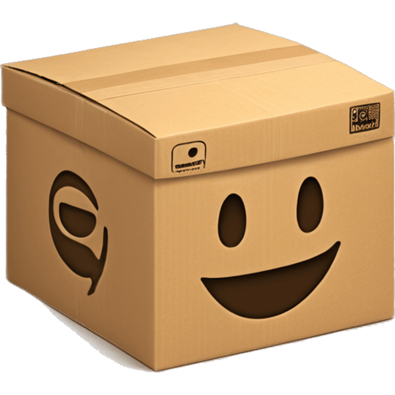 A carboard box package with a video logo on it emoji