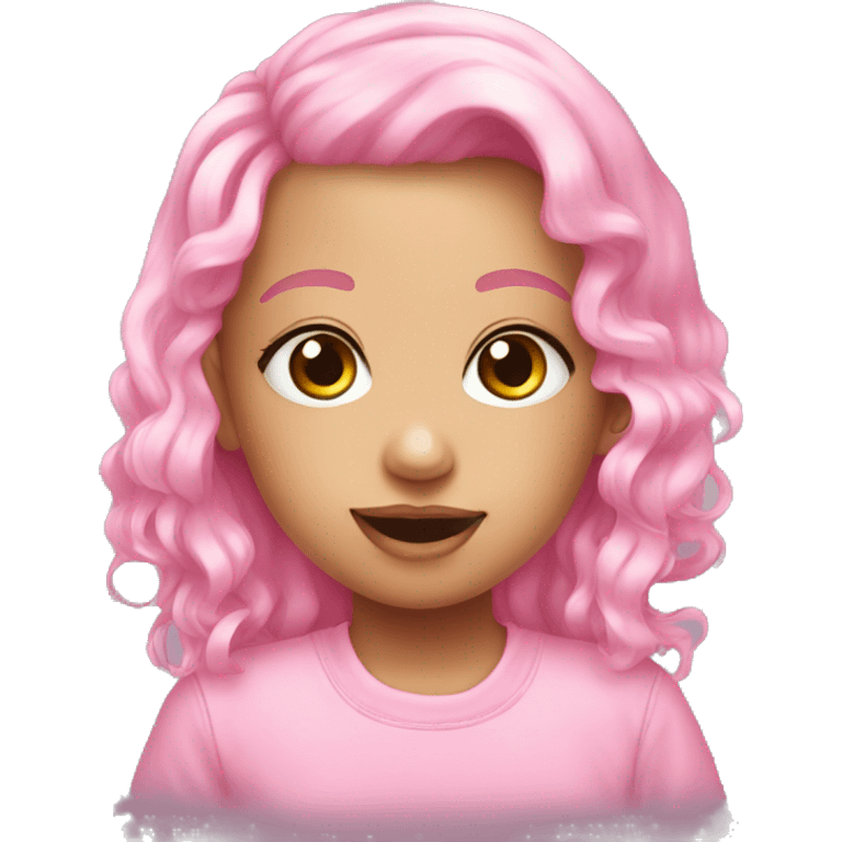 Yummy face pink ribbon baby emoji