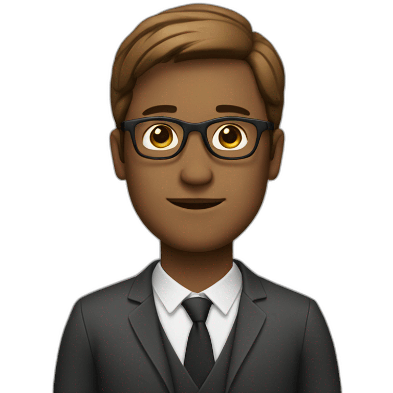 white man with brown middle part hair with glasses emoji