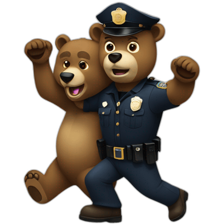 Bear cop arresting a criminal emoji