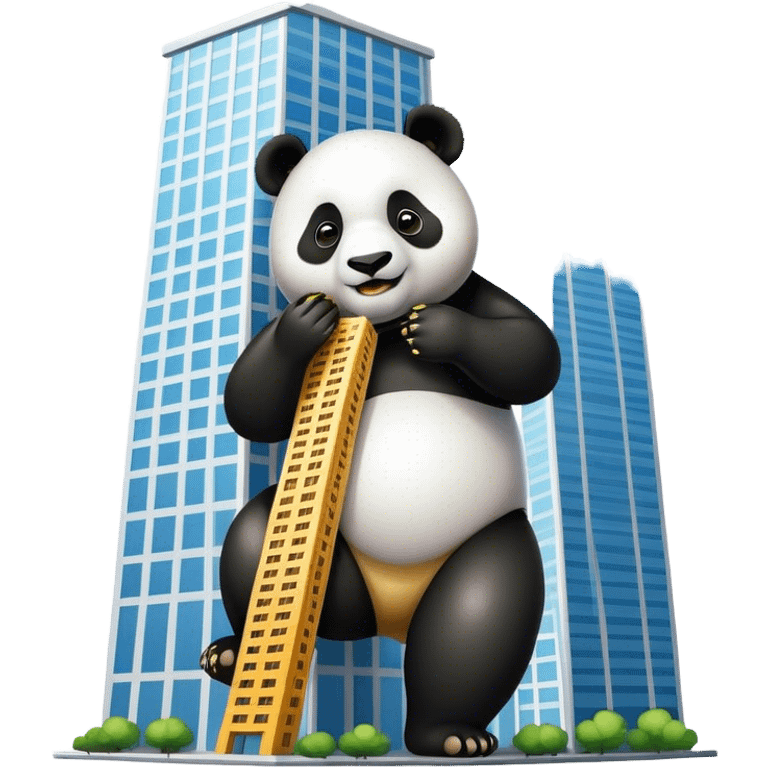 Panda eating a big skyscraper emoji