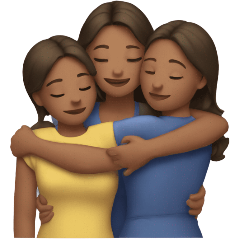 Mom and sisters hug emoji