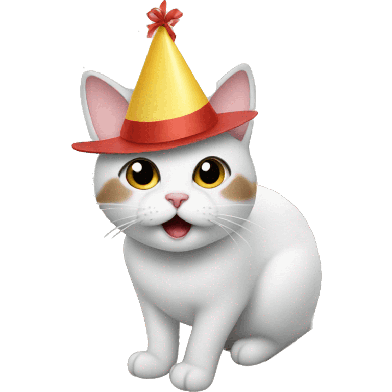 cat wearing a birthday hat on a boat emoji