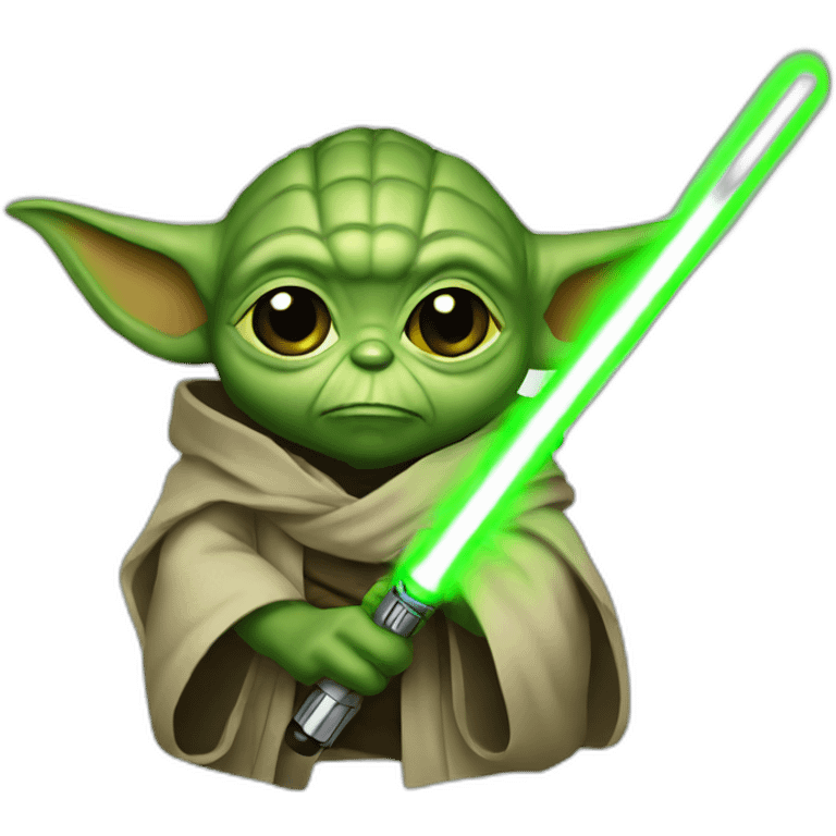 Yoda with a green lightsaber emoji