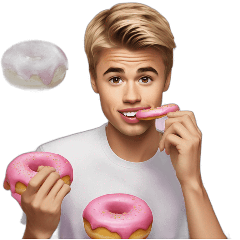 Justin Bieber eating pink donuts  emoji