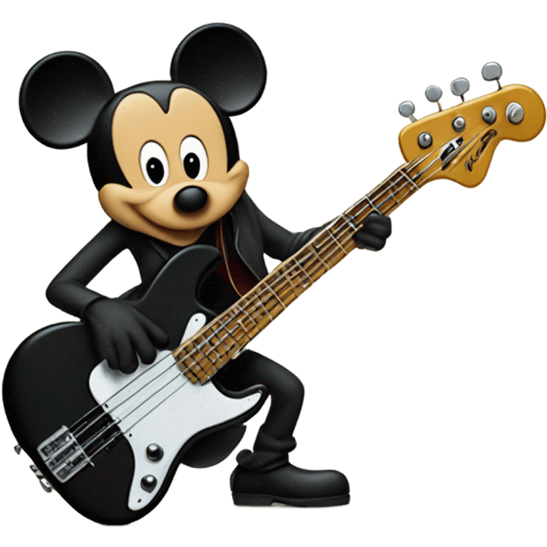 Mickey Mouse playing a fender jazz five string base ￼ emoji