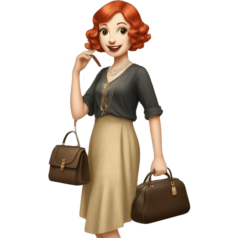 1920s girl with red hair holding a purse  emoji