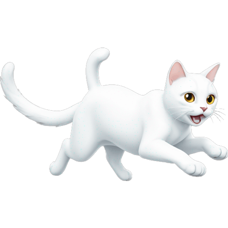 white cat running emoji