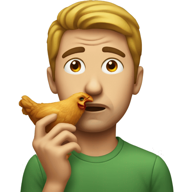 Sad guy eating chicken emoji