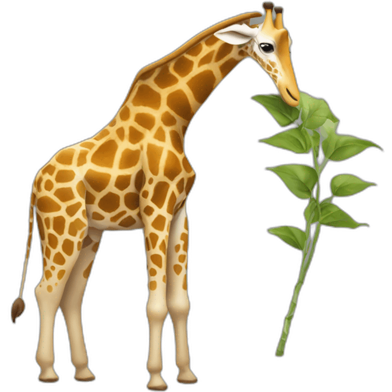 Une girafe sur un éléphant qui mange des feuilles emoji