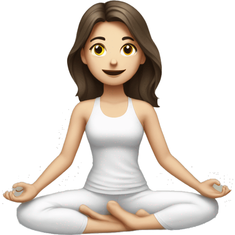 white brunette girl doing yoga emoji