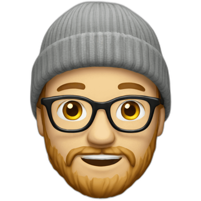 A white guy with a beard wearing glasses and a beanie emoji