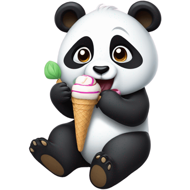 Panda eating ice cream emoji