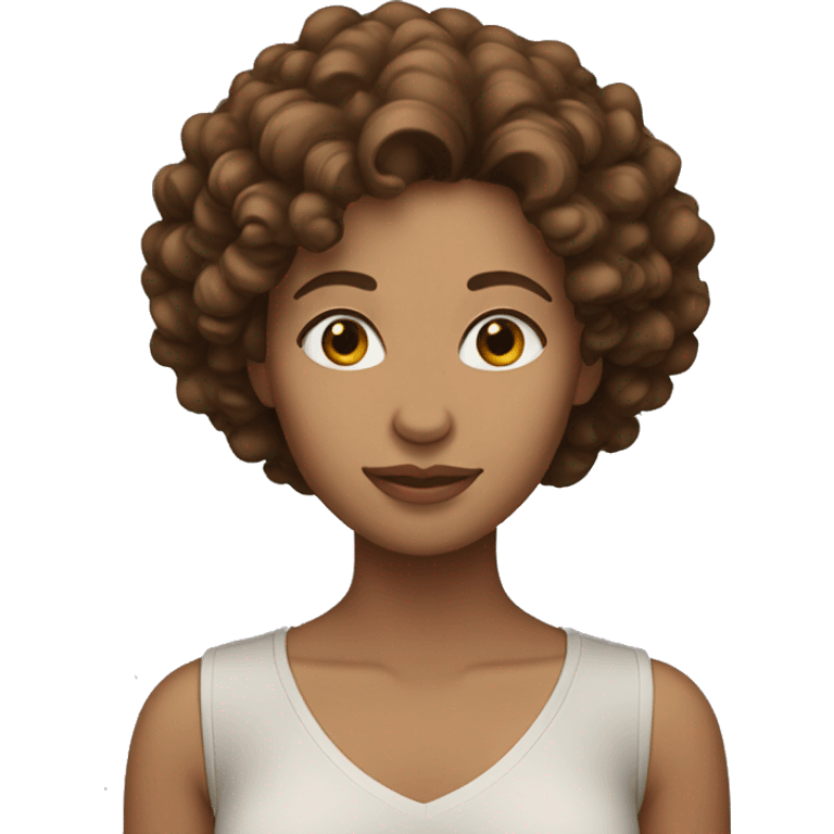 woman with brown curly hair until shoulders emoji