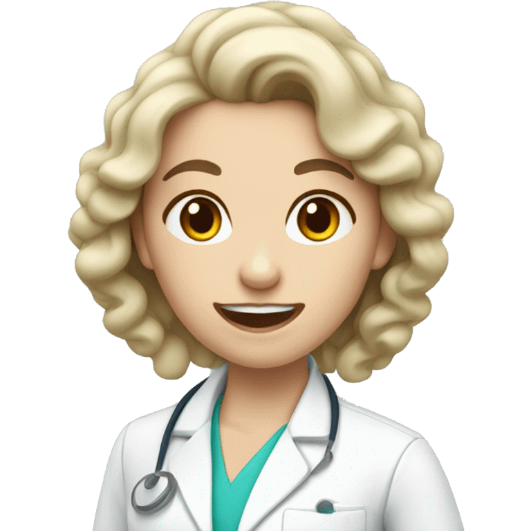 White girl dentist with long curly dark hair  emoji