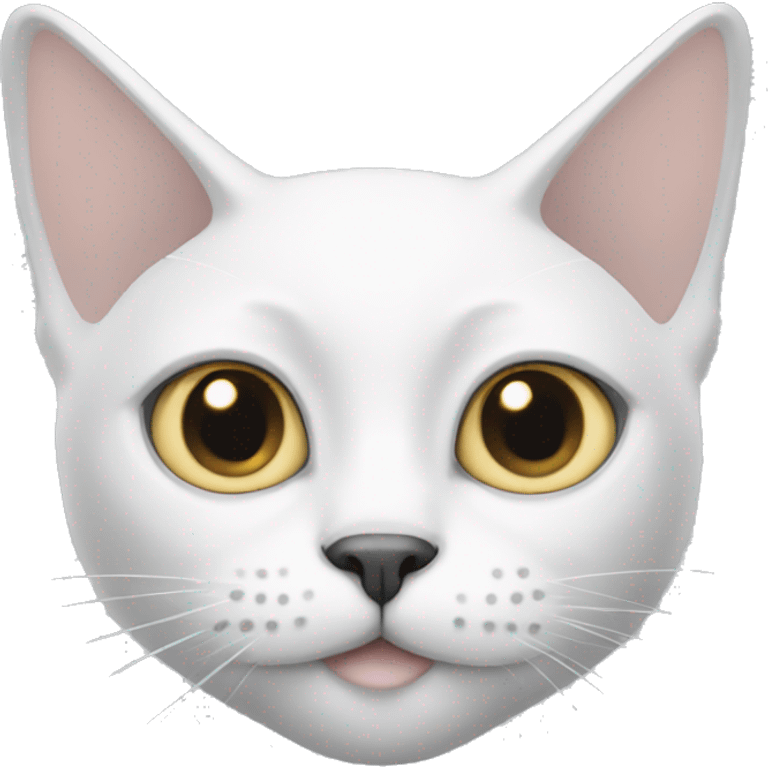 White Cat with triangle grey nose  emoji