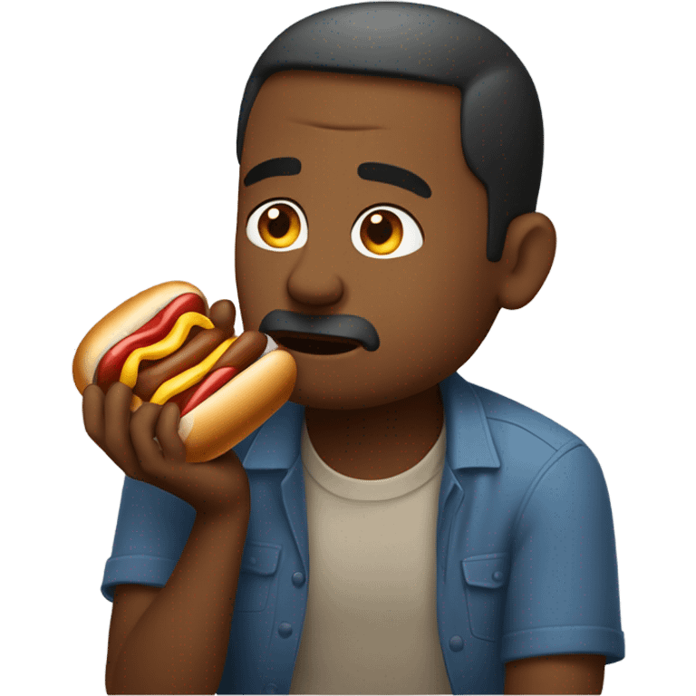 Sad Man eating hot dog on bread emoji