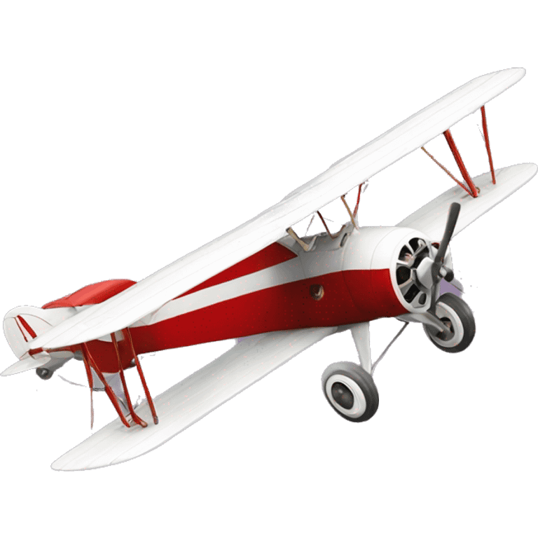 white vintage biplane with red leading edges emoji