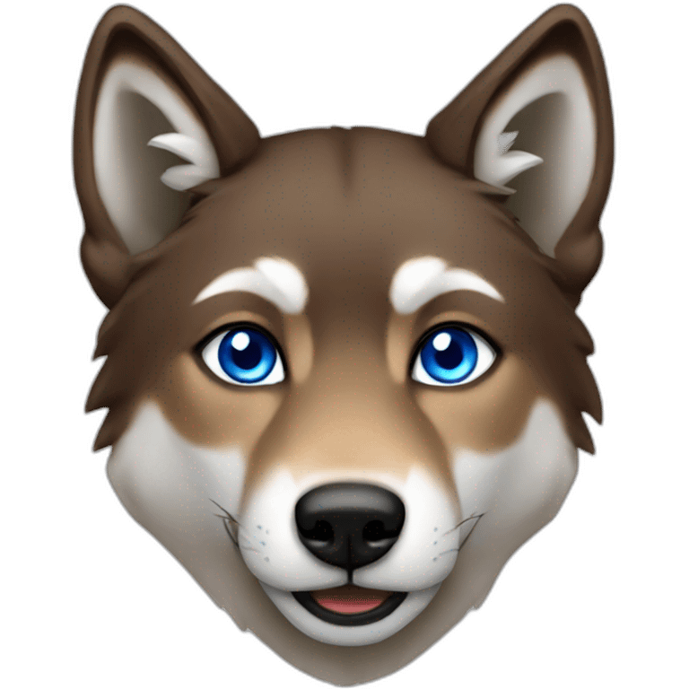 Brown female wolf blue eyes  emoji