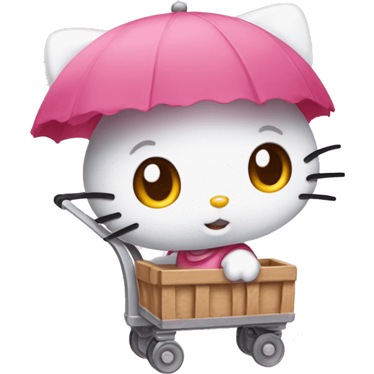 hello kitty with cart emoji