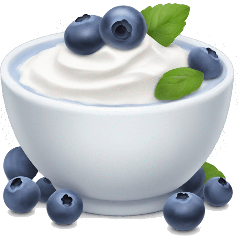 Bowl of Greek yogurt and blueberries emoji