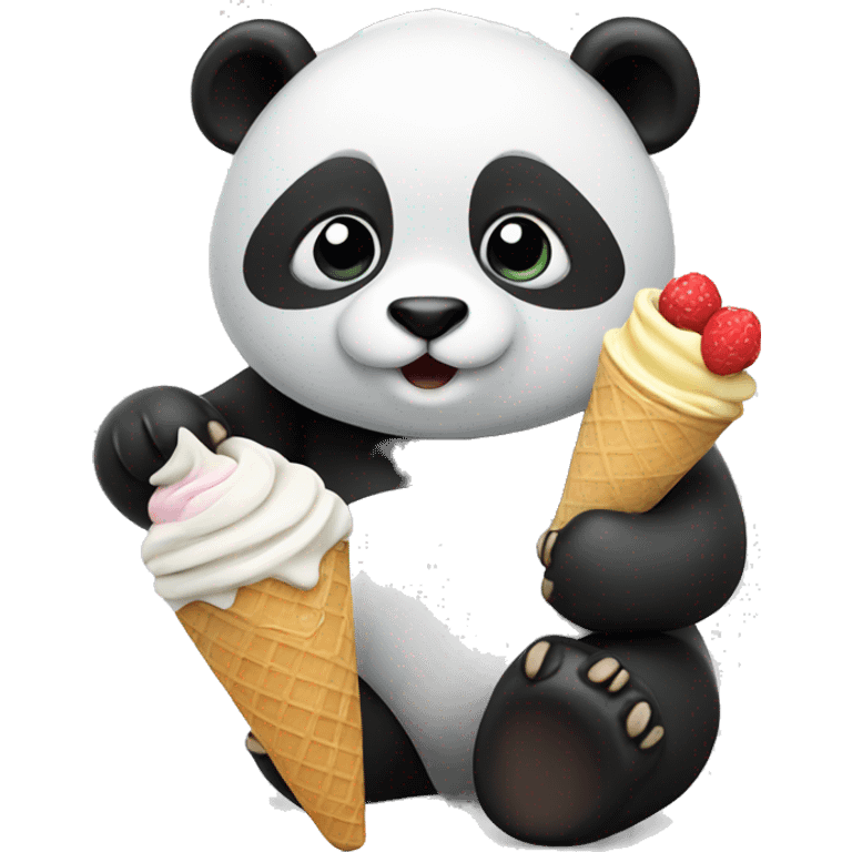 Panda eating ice cream emoji