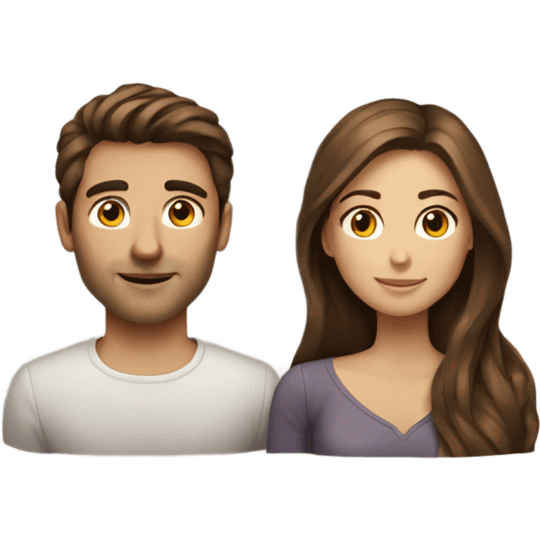 Brown hair men with long brown hair women couple  emoji