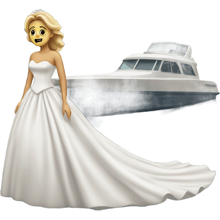 Shocked white bride on a boat emoji