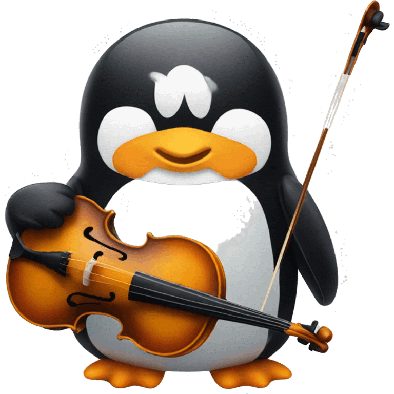 Penguin with violin emoji