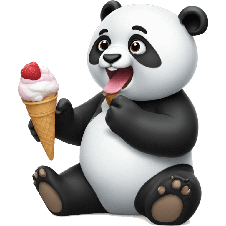 Panda eating ice cream emoji