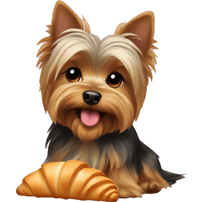 Yorkshire terrier with croissant  emoji