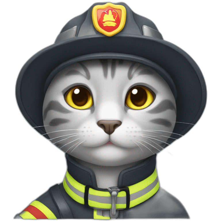 grey cat look like fireman emoji