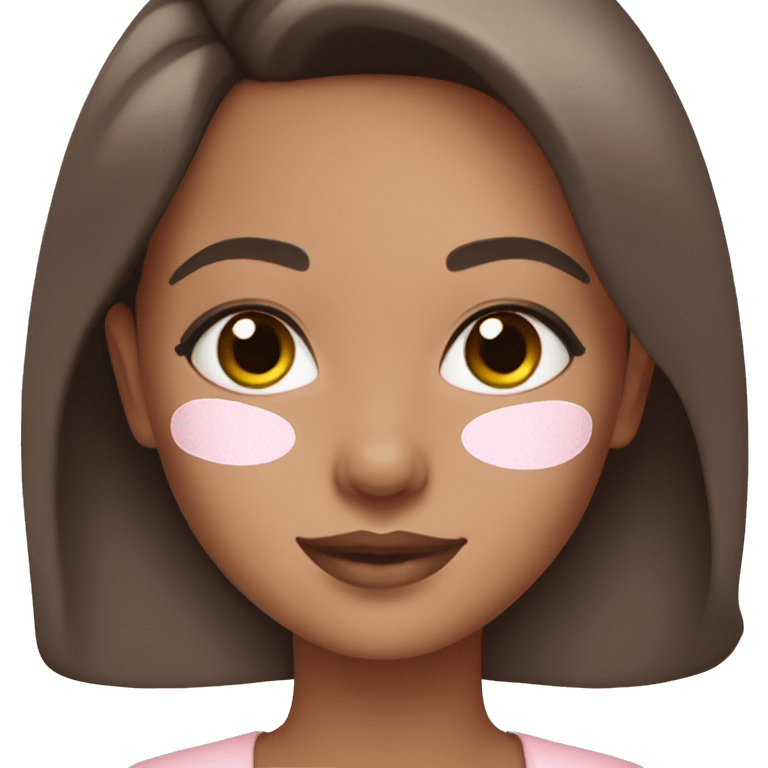 brunette girl doing pastel pink skincare emoji