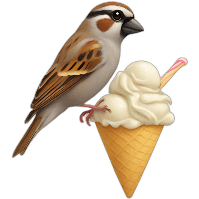 sparrow eating ice cream emoji