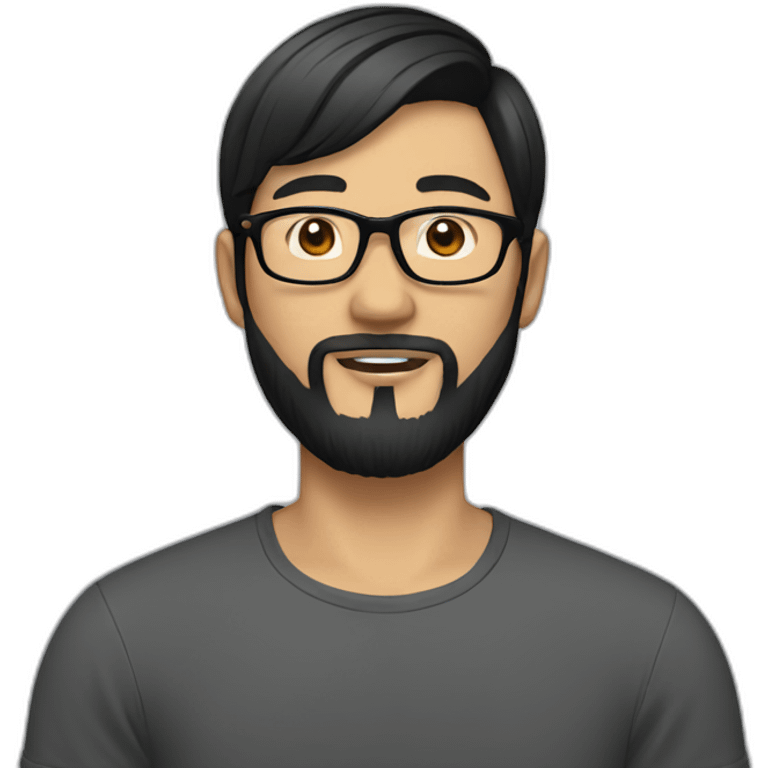 half asian designer with glasses and black hair and beard emoji