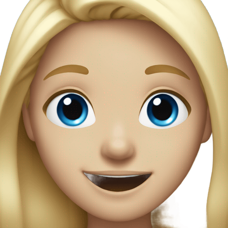 Blonde girl, blue eyes laughing emoji