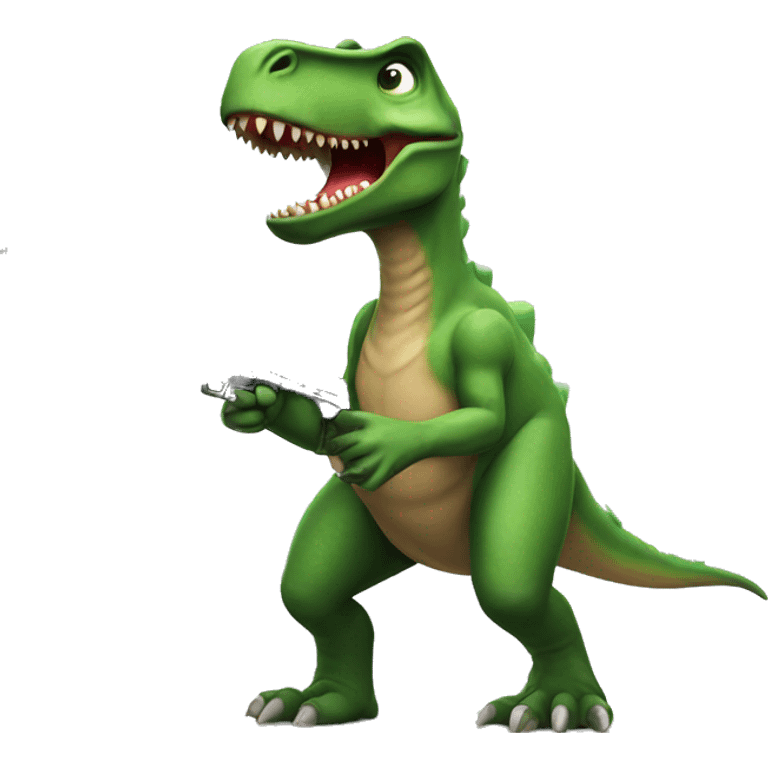 Dinosaur with a gun emoji