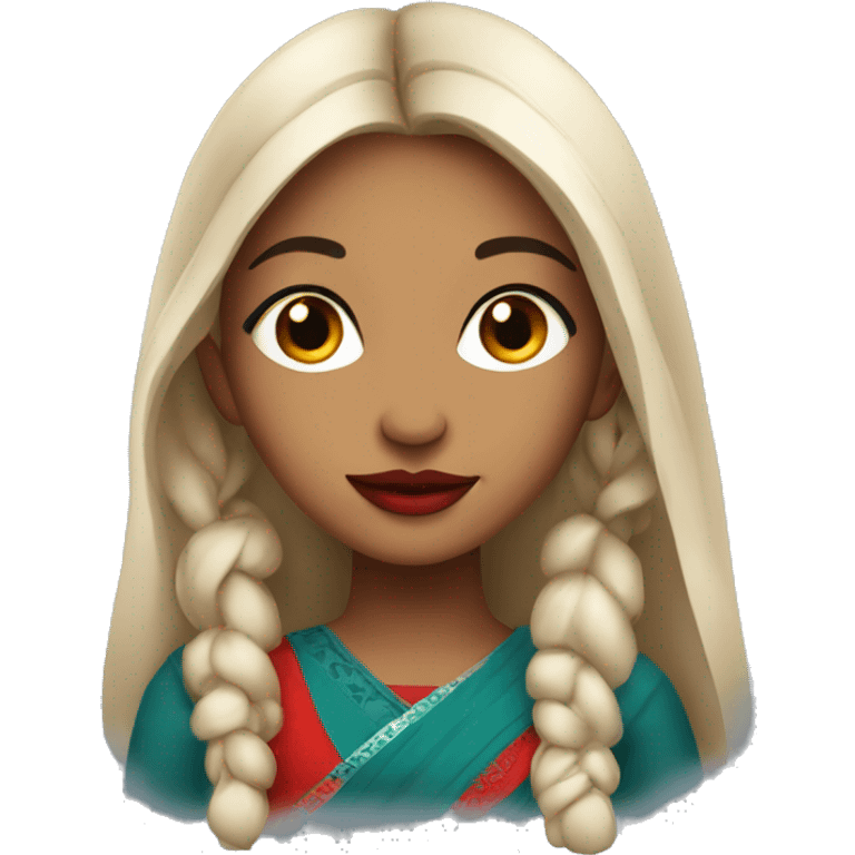 A indien beautiful girl with classes and red lipstick emoji