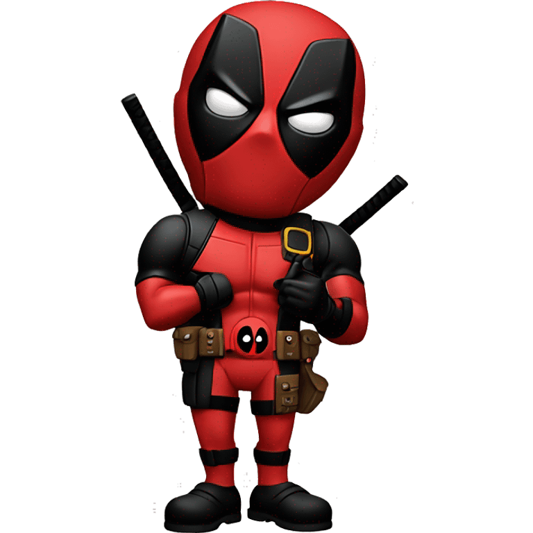 Deadpool flipping off camera emoji