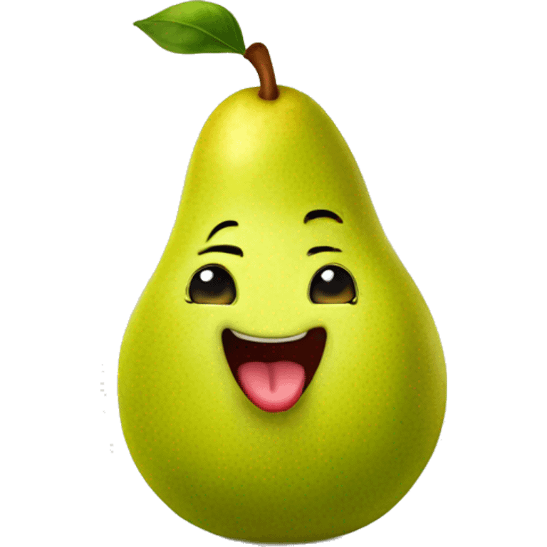 Cute happy pear with tongue emoji