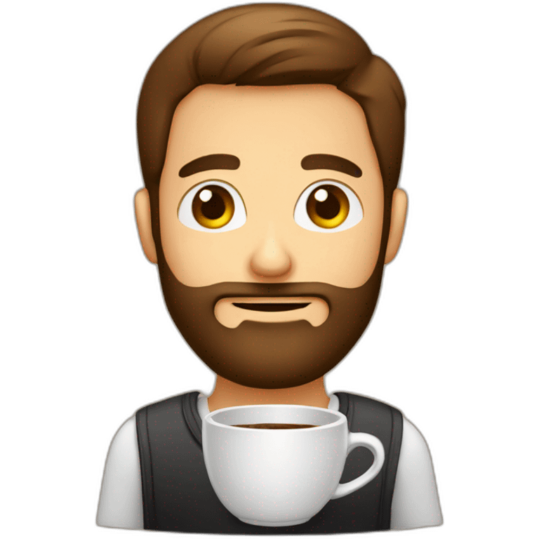 homem com barba segurando um copo café emoji