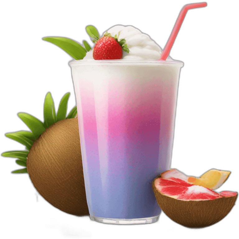 gradient smoothie with up and down coconut drizzle emoji