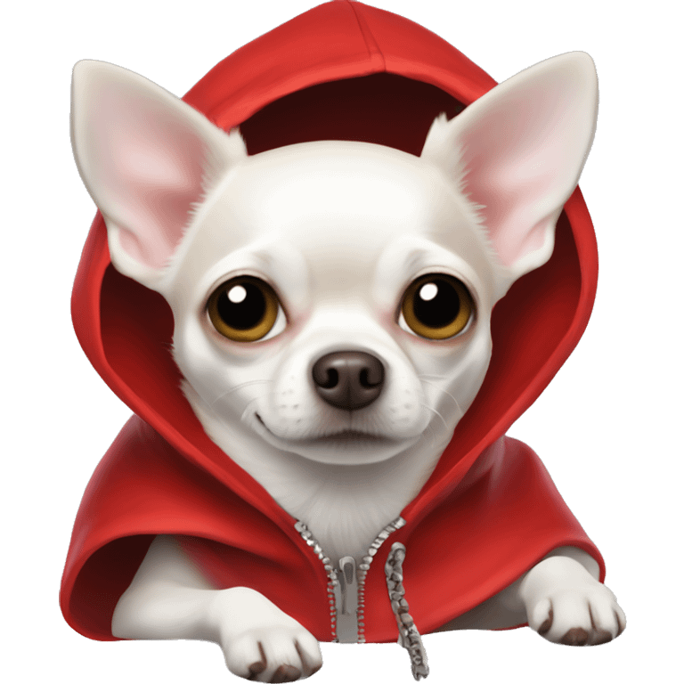 white chihuahua in a red hood emoji