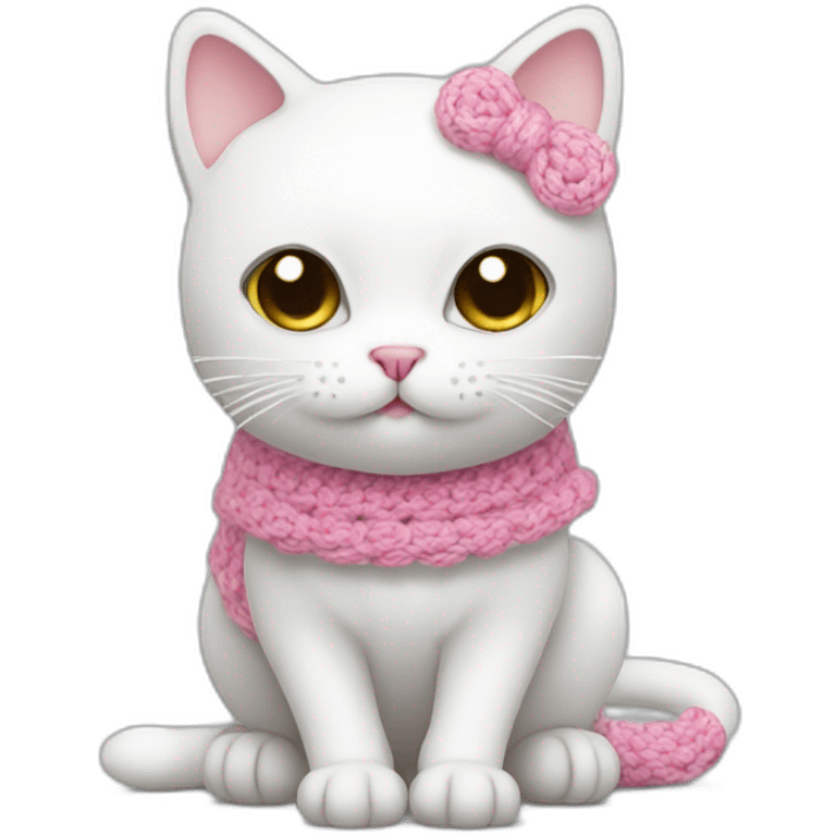 White cat with pink crochet emoji