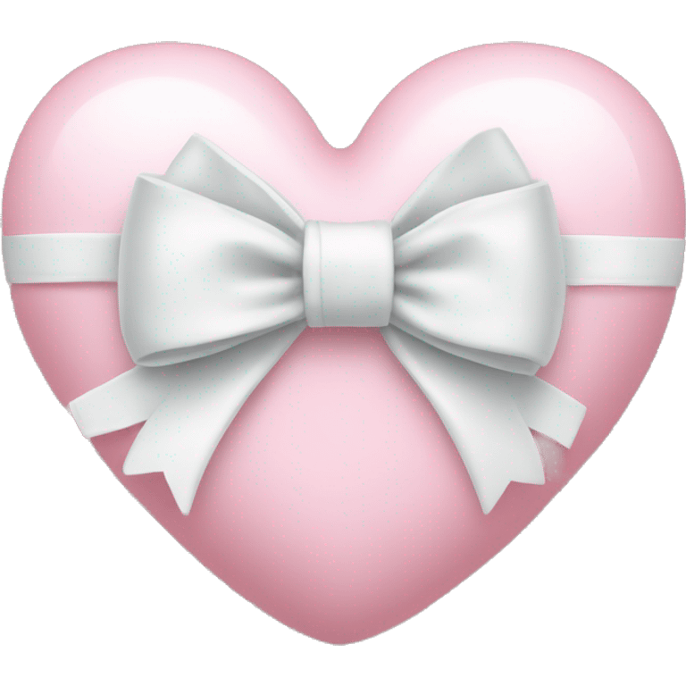 Pastel pink heart with white bow emoji