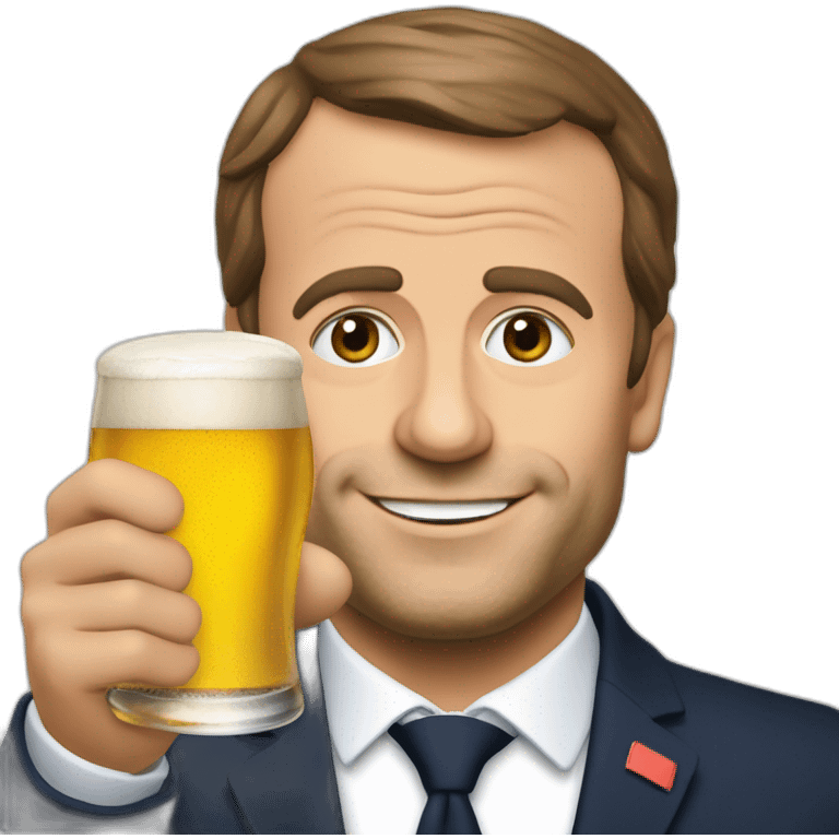 Macron qui boit une biere emoji