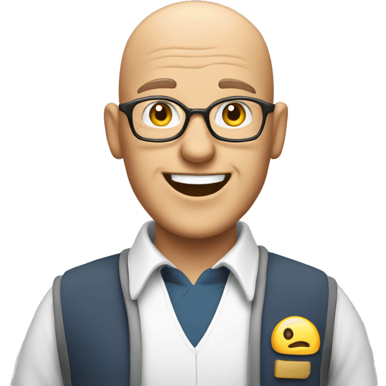 a bald friendly man who is welcoming in his mid 50s for a travel tour guide company logo emoji