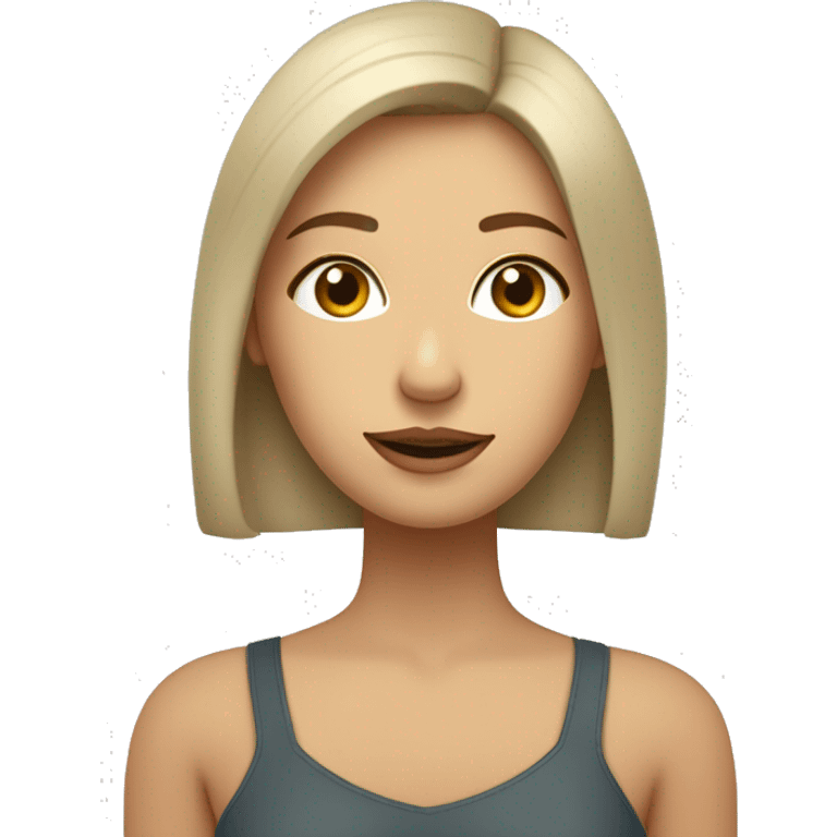 Mujer de piel blanca con pelo lacio a la altura de los hombros , su pelo color sea rubio, de ojos marrones . Que este en varias funciones de expresión  emoji