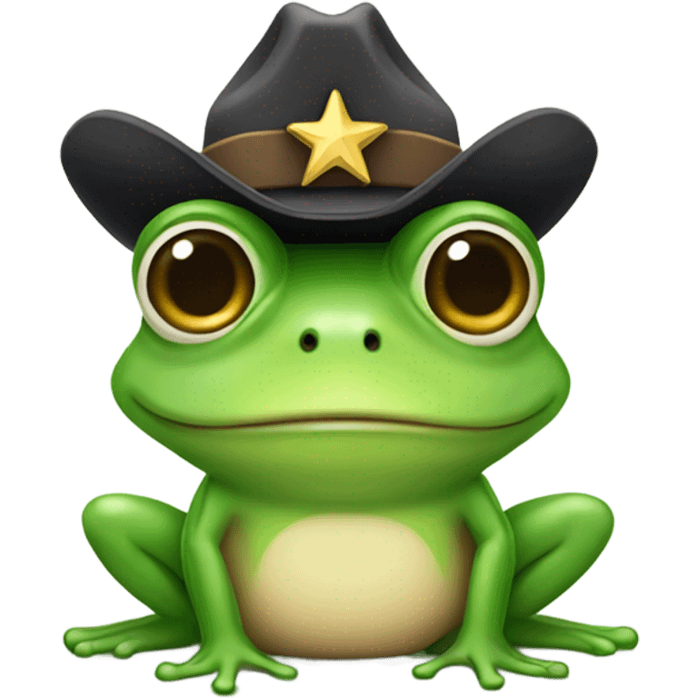 Cute frog with a sheriff badge and hat  emoji