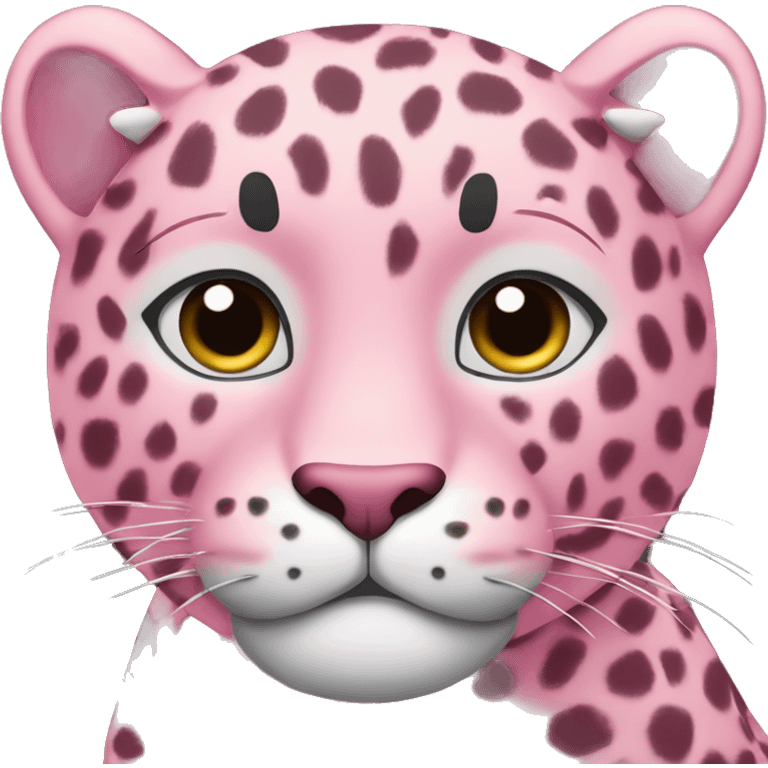 Lpink leopard with eyes closed and happy  emoji